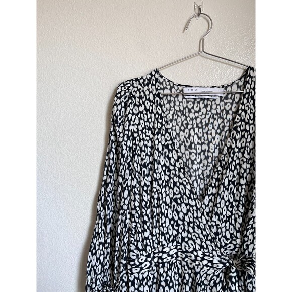 IRO Zanaka Leopard Jersey Maxi Wrap Dress in Black/White Size 36/SMALL - Picture 2 of 7